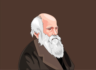 vector of Charles Robert Darwin. 12th February Darwin Day - obrazy, fototapety, plakaty