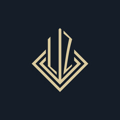 Initials LZ logo rhombus lines shape style, luxury modern real estate logo design - obrazy, fototapety, plakaty
