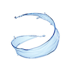 3d render, blue wave, water wavy splash clip art isolated on transparent background. Natural splashing liquid shape - obrazy, fototapety, plakaty