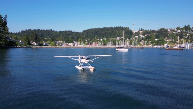 Seaplane on the lake in Gibsons, BC, Canada