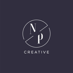 Elegant look monogram NP logo with simple circle line © Abdul