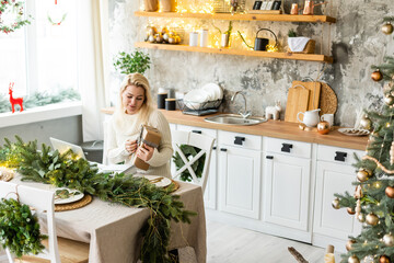 woman online with laptop at home in the living room