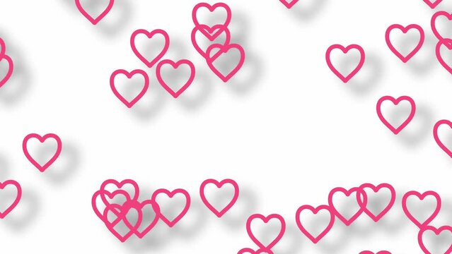 Pink love hearts on white wallpaper background