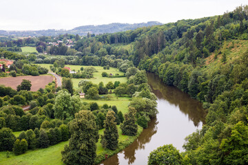 rural landscape on summer day, vew from above