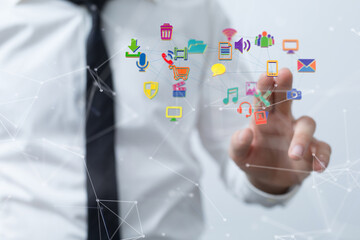 Futuristic in Industry 4.0 and business virtual diagram