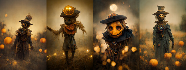 Halloween costume of old scarecrow - obrazy, fototapety, plakaty