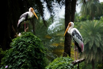 the pair of painted stork