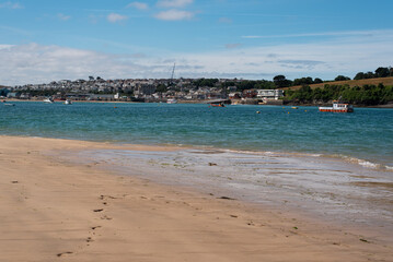 view of the beach padstow town in the background cornwall