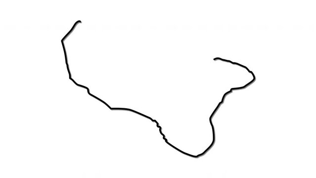 Tonga map, country territory outline self drawing animation. Line art.