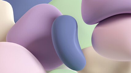 Abstract colorful soft round shapes 3D illustration