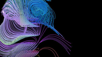 Purple and blue abstract wavy lines 3D illustration