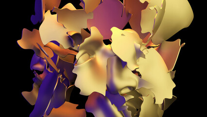 Abstract shapes falling 3D illustration