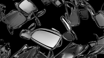 Abstract shapes water effect 3D illustration