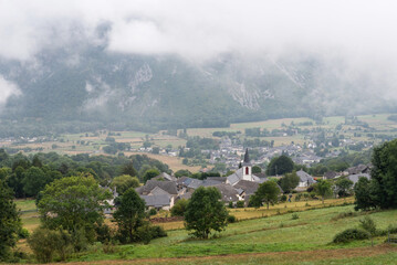 View of Bilheres and Bielle. Atlantic Pyrenees
