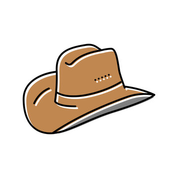 cowboy hat cap color icon vector illustration