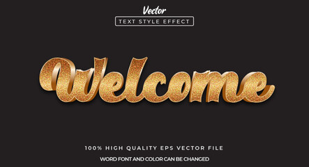 welcome editable text effect with 3d gold style