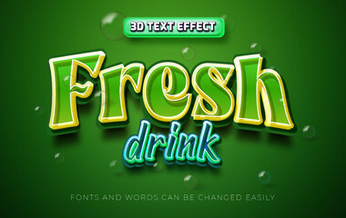 Fresh drink 3d editable text effect style