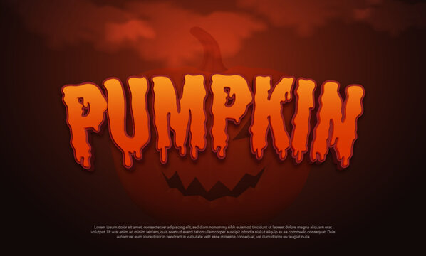 Pumpkin editable text effect 3d style for halloween banner event