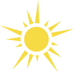 Sun icon. Yellow sunshine symbol. Weather sign
