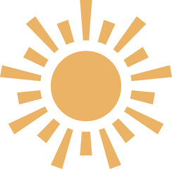 Summer heat symbol. Yellow flat sun icon