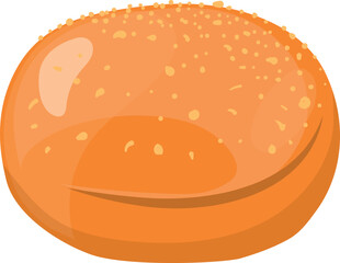 Round loaf of bread. Cartoon white floor bakery