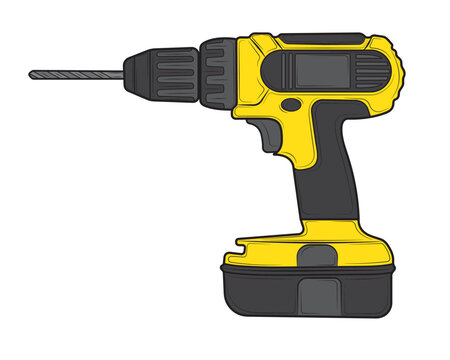 Illustration of a cordless drill on a white background. Repair tool. Vector illustration