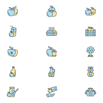 Apple Icons Set . Apple Pack Symbol Vector Elements For Infographic Web