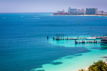 Tropical paradise: Cancun idyllic caribbean beach from above, Riviera Maya