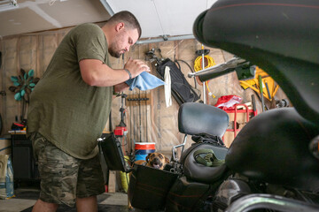 Marine veteran with service dog and family living life.