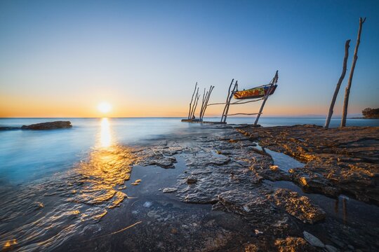Summer sunset landscape on the beach in Croatia, Savudrija