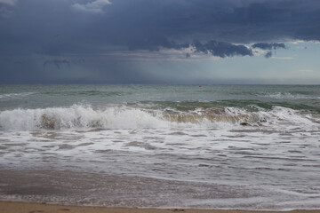 Paisaje Mar, playa, tormenta, olas, nubes, espuma