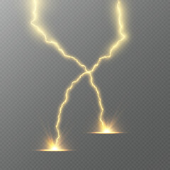 Bright lightning Luminous energy discharge Natural phenomenon. Lightning Vector