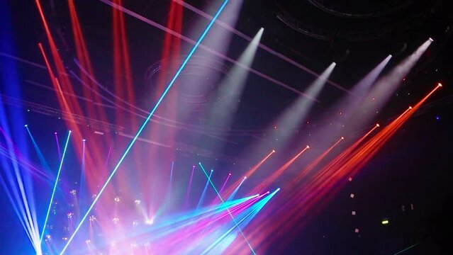 Multicolored spotlights for stage lighting during a concert