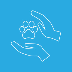 Obraz premium hand and paw icon, animal protection concept, vector illustration