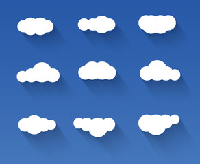 Cloudscapes set on blue background