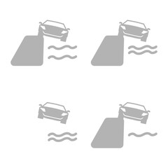 car icon, concept on the cliff, vector illustration