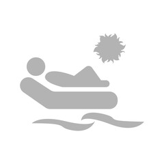 icon of a person on a mattress, the concept of rest, summer, vector illustration