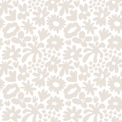 Abstract seamless pattern with cute hand drawn meadow flowers. Fashion stylish natural background.