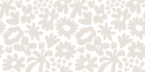 Abstract seamless pattern with cute hand drawn meadow flowers. Fashion stylish natural background.