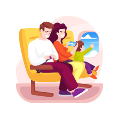 In the plane isolated cartoon vector illustration.