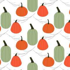 Cute seamless background with pumpkins
