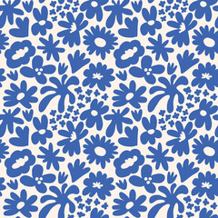 Fototapeta premium Abstract seamless pattern with cute hand drawn meadow flowers. Fashion stylish natural background.