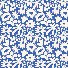 Abstract seamless pattern with cute hand drawn meadow flowers. Fashion stylish natural background.