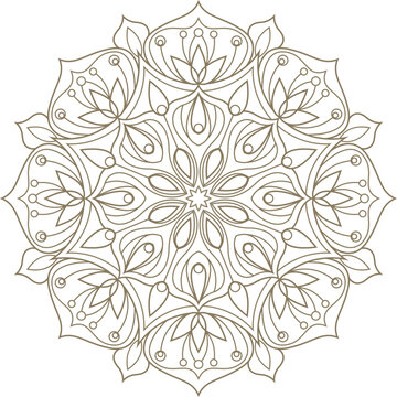 Mandala contour. Meditation symbol. Round line pattern