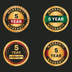 five year warranty golden badge set