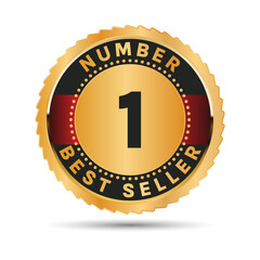 golden number 1 best seller badge - obrazy, fototapety, plakaty