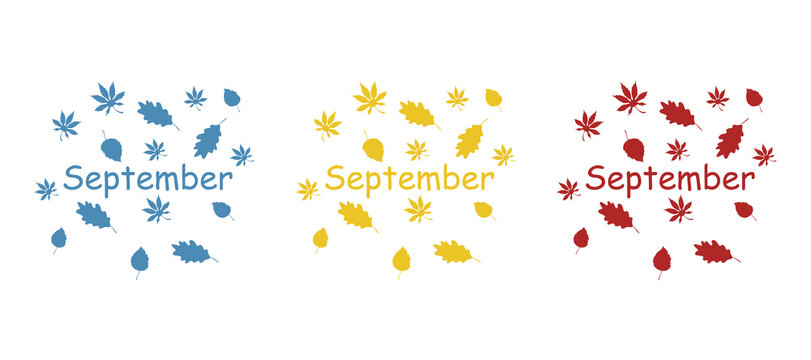 September icon, autumn concept, vector illustration