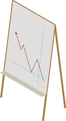 Isometric flipchart icon. Statistical data presentation symbol