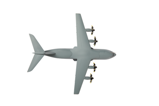 Isolated on white A400M army air transporter top view