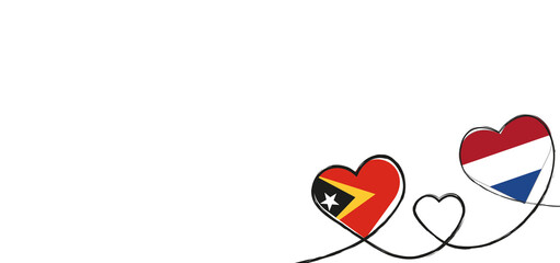 Drei verbundene Herzen mit der Flagge der Niederlande und Osttimor